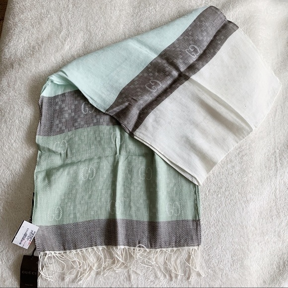 NWT Authentic Gucci GG Linen Blend Color Scarf 🧣 - Picture 2 of 8